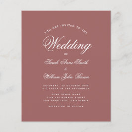 Budget Kaneelroze Script Trouwkaart