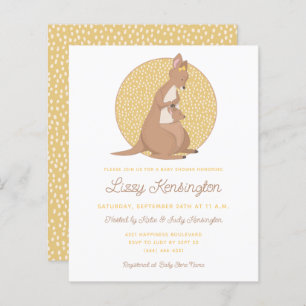 Budget Kangaroo Yellow Baby shower Uitnodiging