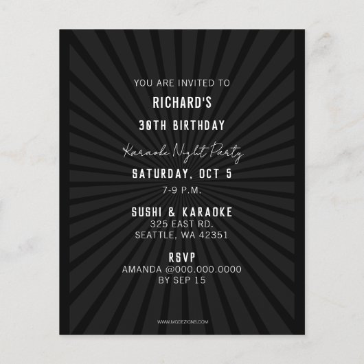 Budget Karaoke Night Party Uitnodiging (Achterkant)