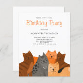 Budget kat verjaardagsfeestje uitnodiging (Voorkant / Achterkant)