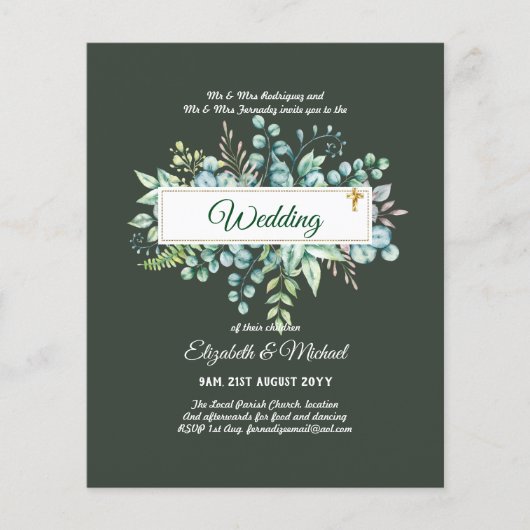 Budget KATHOLIEKE Christelijke TROUWEN Groene UITN (Voorkant)