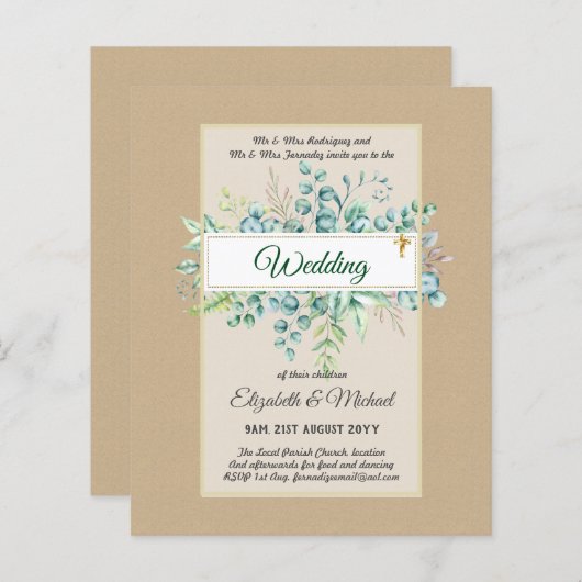 Budget KATHOLIEKE Christelijke TROUWEN Groene UITN (Voorkant / Achterkant)