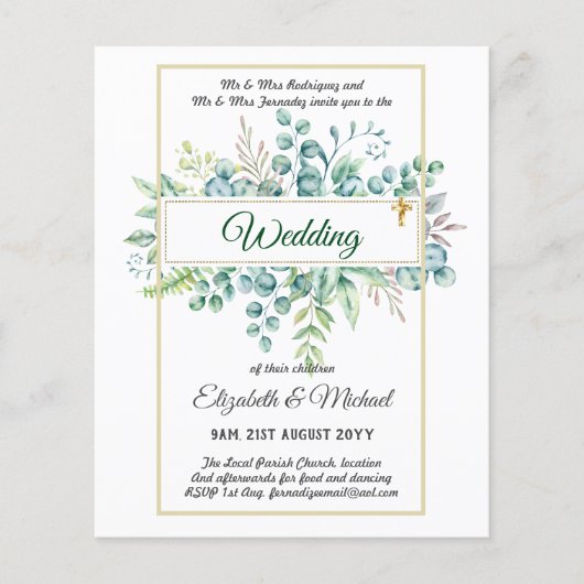 Budget KATHOLIEKE Christelijke TROUWEN Groene UITN Flyer (Voorkant)