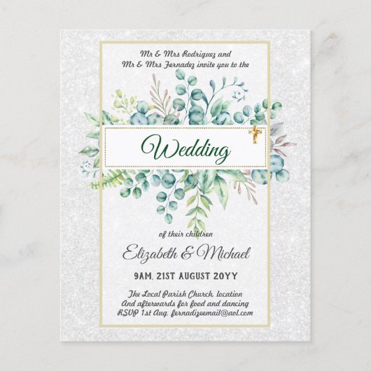 Budget KATHOLIEKE christelijke TROUWKAART Groene d (Voorkant)