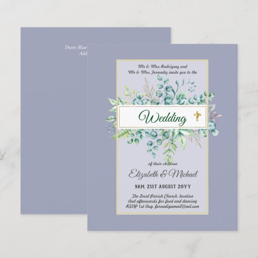 Budget KATHOLIEKE christelijke TROUWKAART Groene d (Voorkant / Achterkant)