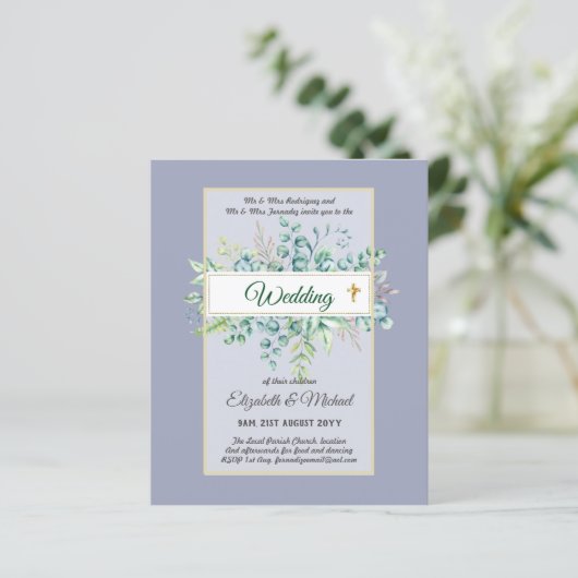 Budget KATHOLIEKE christelijke TROUWKAART Groene d (Staand voorkant)