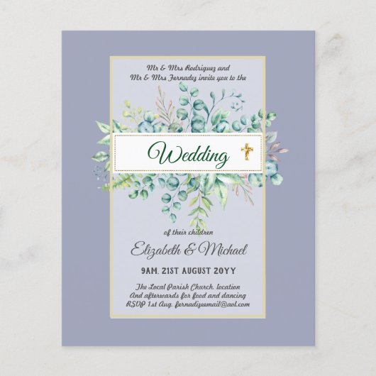 Budget KATHOLIEKE christelijke TROUWKAART Groene d (Voorkant)