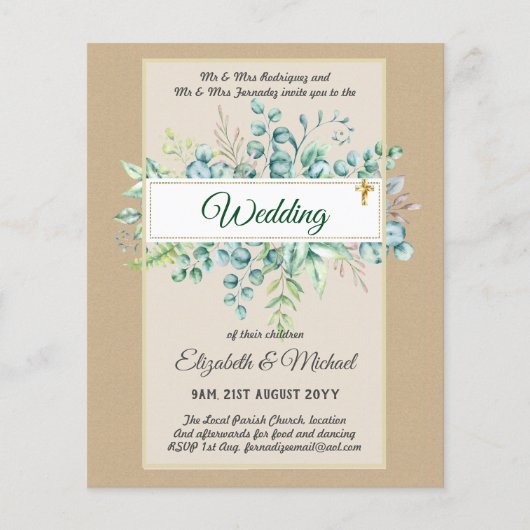 Budget KATHOLIEKE christelijke TROUWKAART Groene d Flyer (Voorkant)