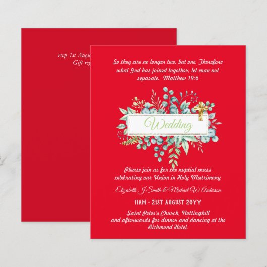 BUDGET Katholieke Trouwkaarten Groene Kruizen (Voorkant / Achterkant)