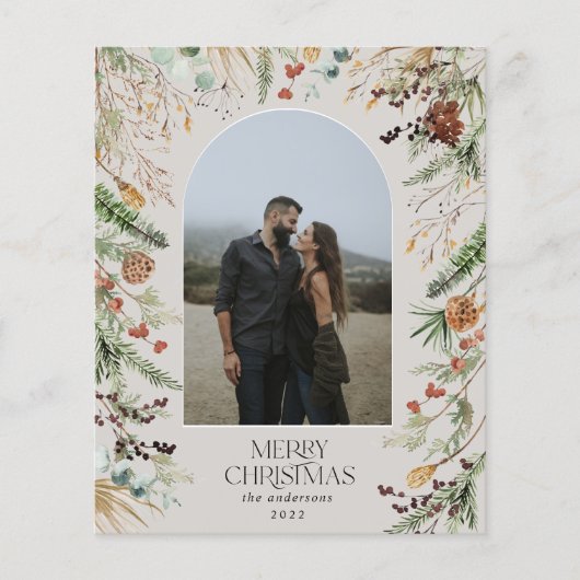 BUDGET Kerst 1 fotoboog waterverf botanisch Flyer (Voorkant)
