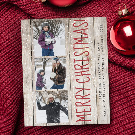Budget Kerst 3 foto collage hout Kerstkaart