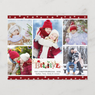 Budget Kerst Cute Geloof 5 Foto Vakantiekaart