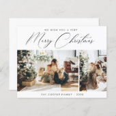 Budget Kerst Foto Kaart | Modern Kerstmis (Voorkant / Achterkant)