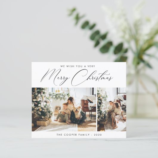 Budget Kerst Foto Kaart | Modern Kerstmis (Staand voorkant)