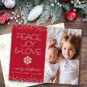 Budget Kerst Foto Rood Goud Vrede Liefde Kaart