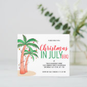 Budget Kerst in juli BBQ-feest uitnodiging (Staand voorkant)