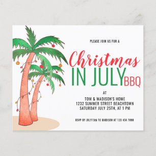 Budget Kerst in juli BBQ-feest uitnodiging