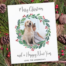 Budget Kerst Moderne Groene Krans Fotokaart