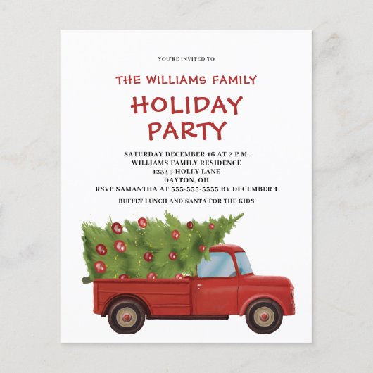 Budget Kerst  Red Truck Invitation (Voorkant)