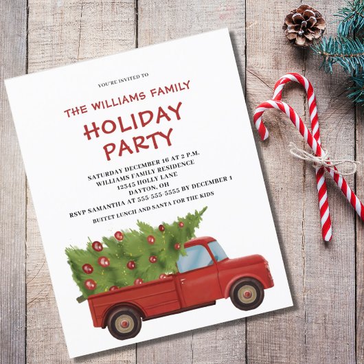 Budget Kerst Red Truck Invitation