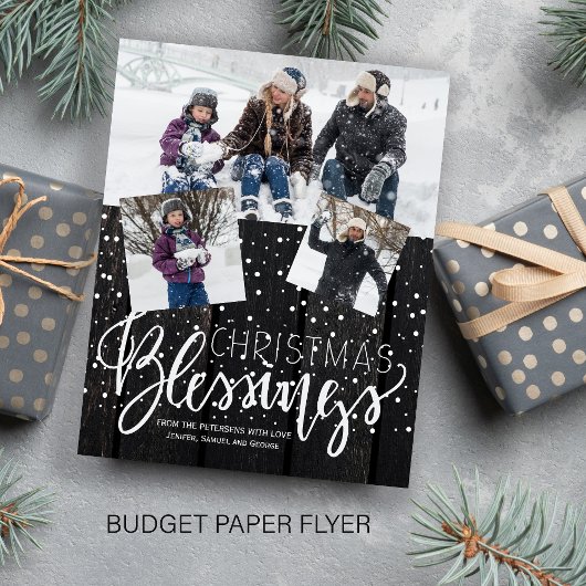 Budget Kerst robuuste hout foto winter vakantie Flyer