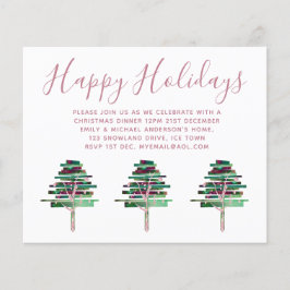 Budget Kerst Roze Gouden Uitnodigingen, Brief