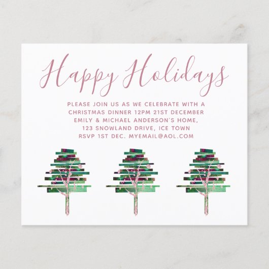 Budget Kerst Roze Gouden Uitnodigingen, Brief (Voorkant)