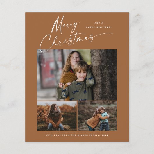 Budget Kerst Script 3 Foto Kerstkaart (Voorkant)