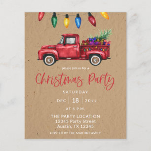 Budget Kerst Truck & Lichten Faux Kraft Feestje Flyer