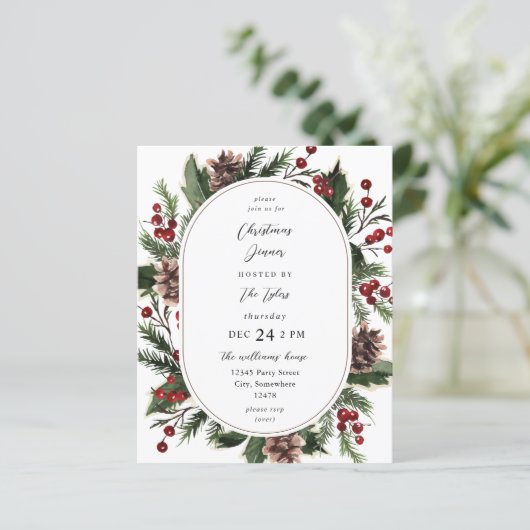 Budget Kerstbessen & Dennenboom Diner of Feestje (Staand voorkant)