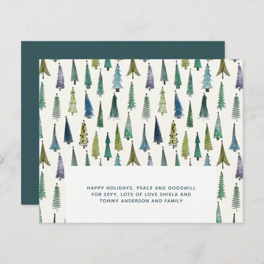 Budget Kerstbomen Watercolor Modern (Voorkant / Achterkant)