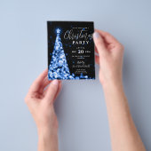 Budget Kerstboom Blauw Modern Party Invite Flyer (Hand)