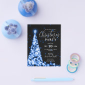 Budget Kerstboom Blauw Modern Party Invite Flyer (Enkel)