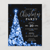 Budget Kerstboom Blauw Modern Party Invite Flyer (Voorkant)