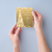 Budget Kerstboom Goud Modern Party Invite Flyer (Hand)