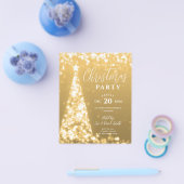 Budget Kerstboom Goud Modern Party Invite Flyer (Enkel)