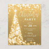 Budget Kerstboom Goud Modern Party Invite Flyer (Voorkant)