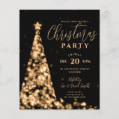 Budget Kerstboom Goud Modern Party Invite Flyer (Voorkant)