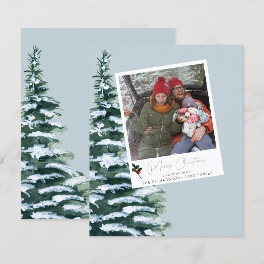 Budget Kerstboom Hulst & Instant Foto Blauw V2 (Voorkant / Achterkant)