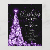 Budget Kerstboom Paarse Modern Party Invite Flyer (Voorkant)
