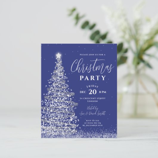 Budget kerstboom Silver Navy Holiday Invite (Staand voorkant)