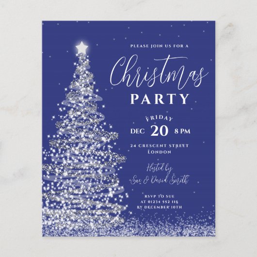 Budget kerstboom Silver Navy Holiday Invite (Voorkant)