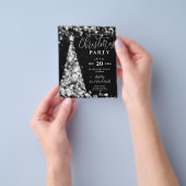 Budget Kerstboom Zilver Zwart Modern Party Flyer (Hand)