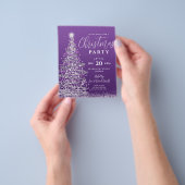 Budget kerstboom Zilveren Paarse feestdag Uitnodig Flyer (Hand)