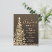 Budget kerstboomfeest Gold Holiday Uitnodiging (Staand voorkant)