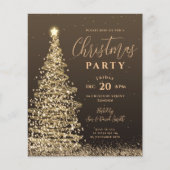 Budget kerstboomfeest Gold Holiday Uitnodiging (Voorkant)