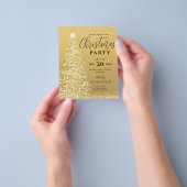 Budget kerstboomfeest Gold Holiday Uitnodiging Flyer (Hand)
