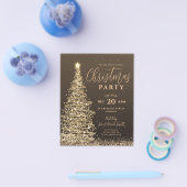 Budget kerstboomfeest Gold Holiday Uitnodiging Flyer (Enkel)