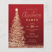 Budget kerstboomfeest Red Holiday Uitnodiging (Voorkant)