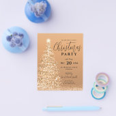 Budget kerstboomfeestdag koperen feestdag uitnodig flyer (Enkel)